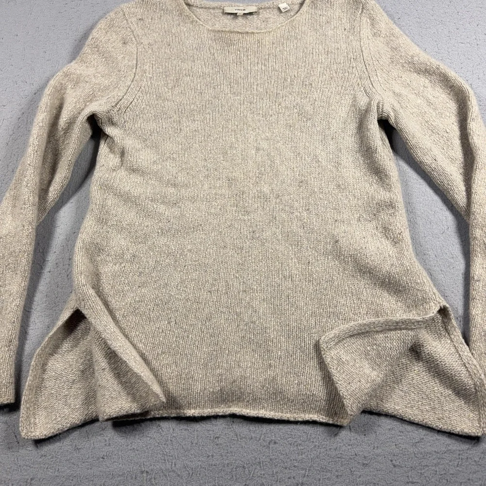 Vince Cashmere Sweater Womens Medium Beige‎ Crewneck Pullover Soft Knit Casual - Picture 8 of 10